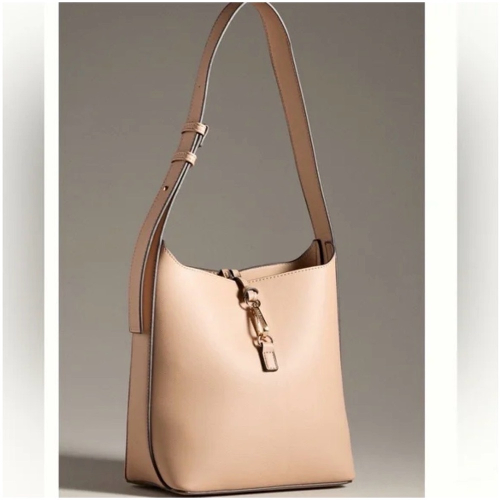 Mali + Lili Chloe Mini Shoulder Bucket Bag Elegant Tan Leather